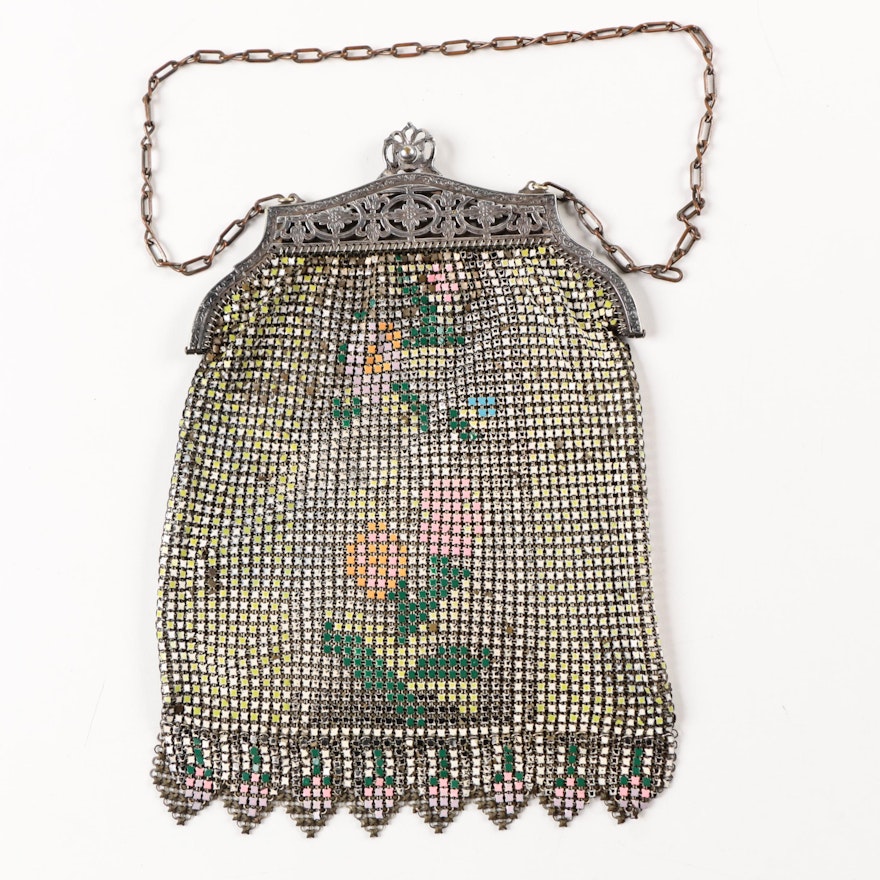 Whiting & Davis Floral Enamel Mesh Handbags