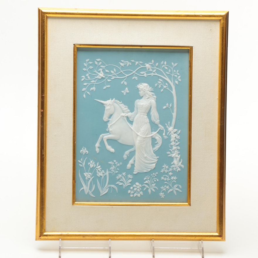 George McMonigle Porcelain Relief Sculpture "The Lady and the Unicorn"