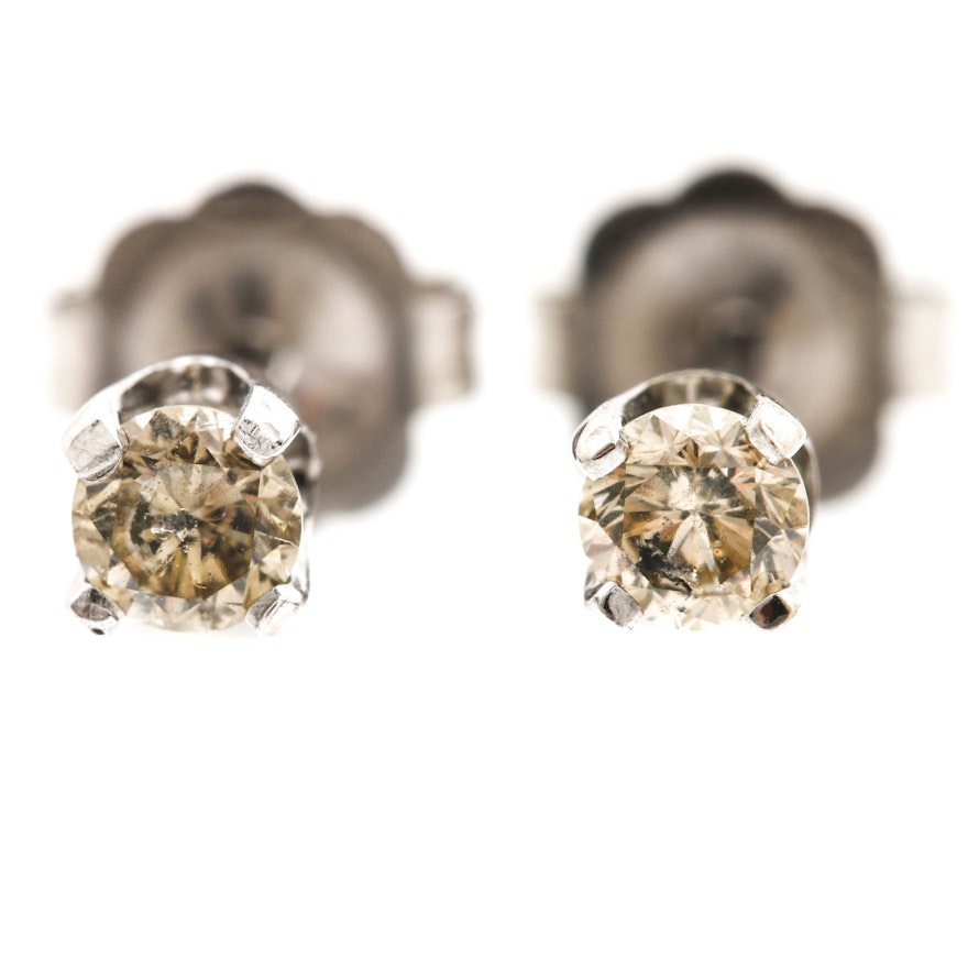 14K White Gold Diamond Earrings