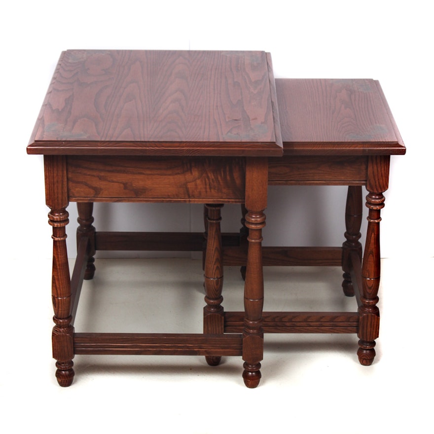 Vintage Lambert Hitchcock Oak Nesting Side Tables