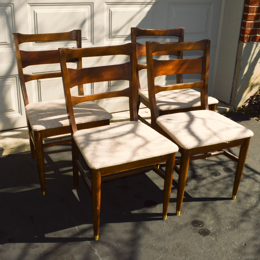 Set of Four Mid Century Modern Walnut Dining Chairs