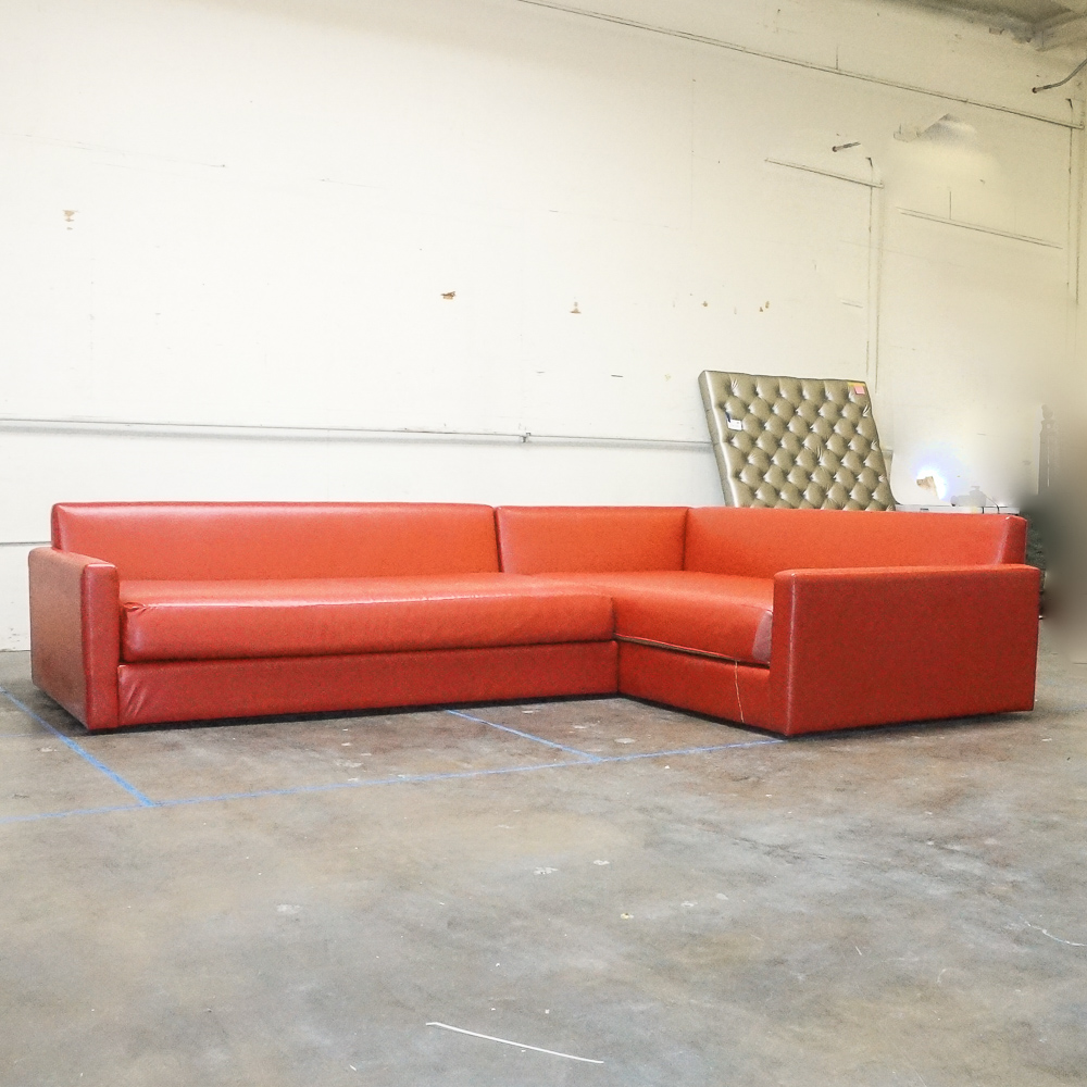 Red Faux Leather Sectional Sofa