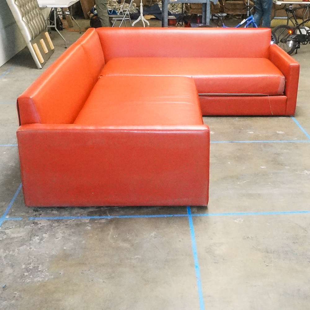 Red Faux Leather Sectional Sofa