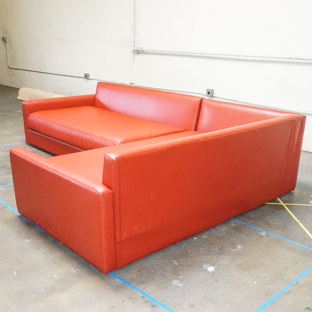 Red Faux Leather Sectional Sofa