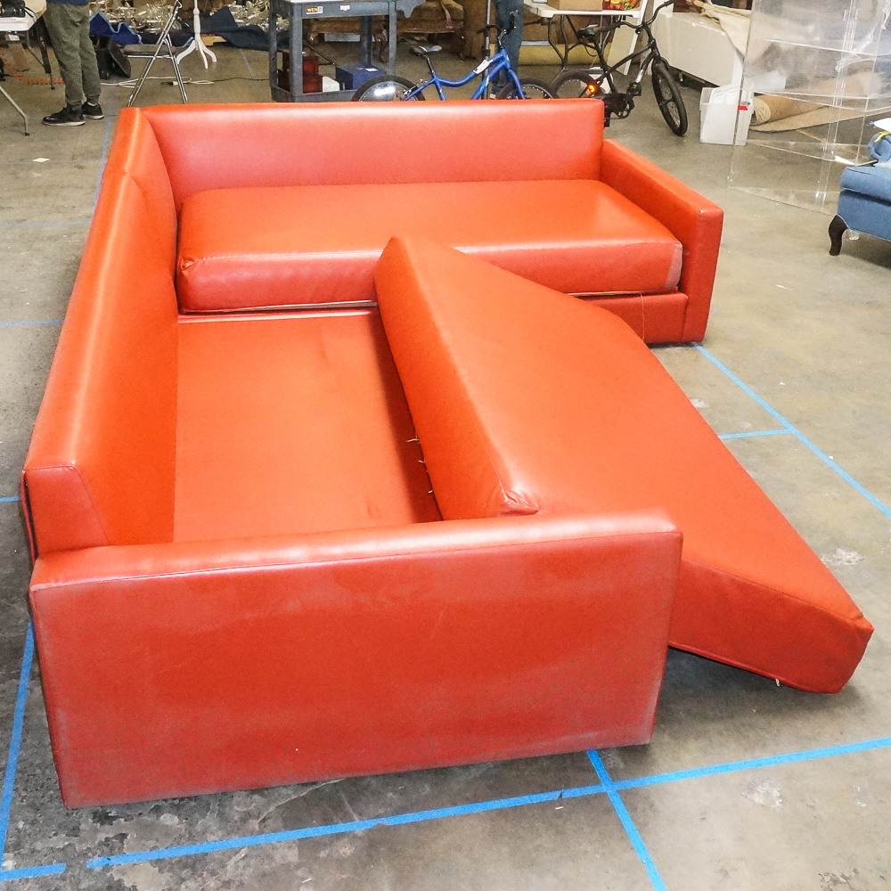 Red Faux Leather Sectional Sofa