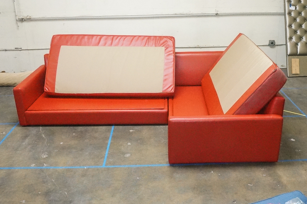 Red Faux Leather Sectional Sofa