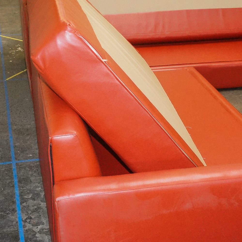 Red Faux Leather Sectional Sofa