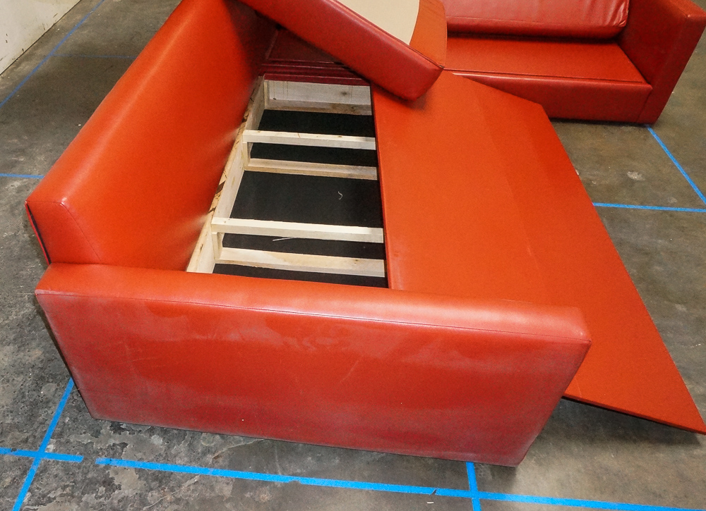 Red Faux Leather Sectional Sofa