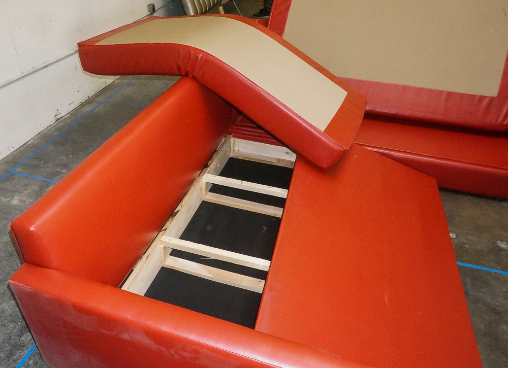 Red Faux Leather Sectional Sofa