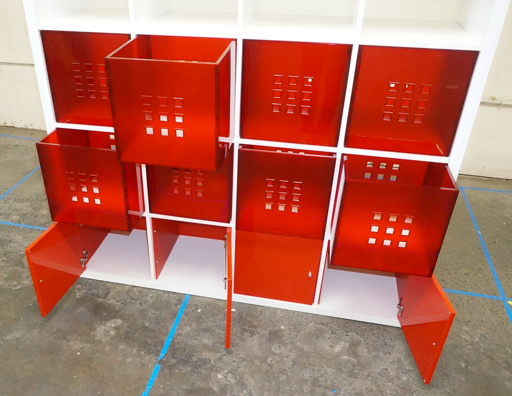 Contemporary White Multi Purpose Shelving Unit with Storage Bins