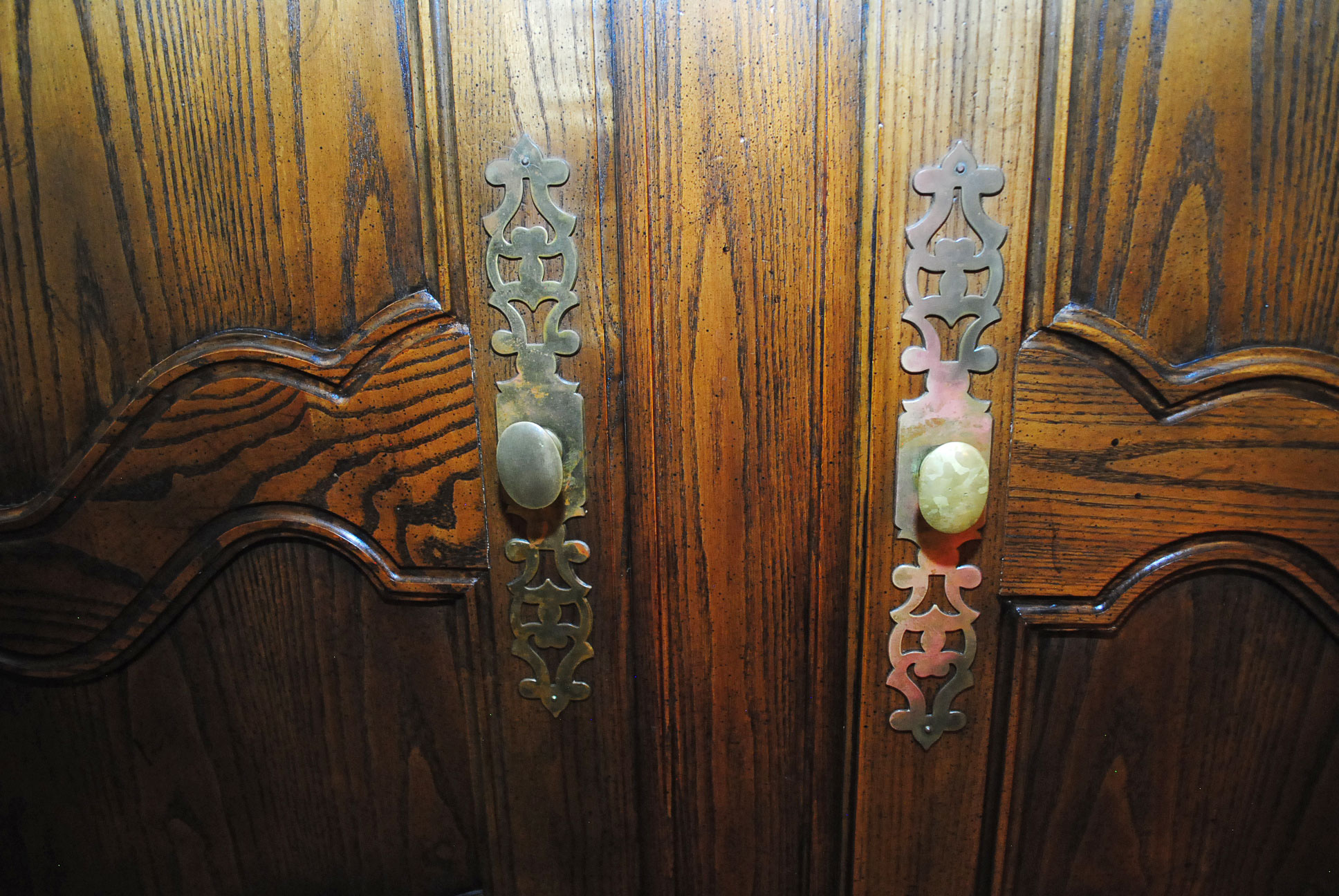 Vintage Louis XV Style Oak Armoire by Baker Furniture