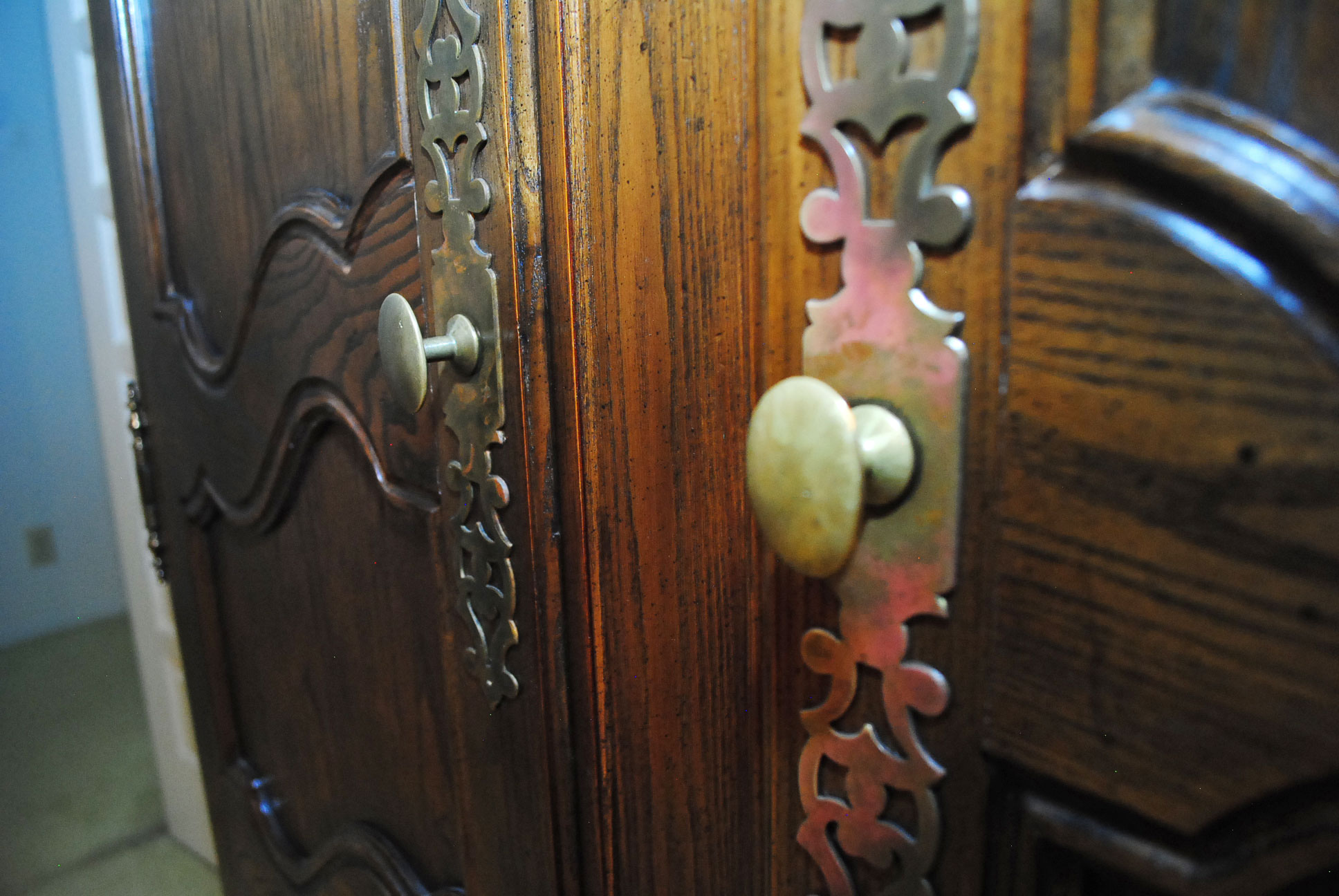 Vintage Louis XV Style Oak Armoire by Baker Furniture