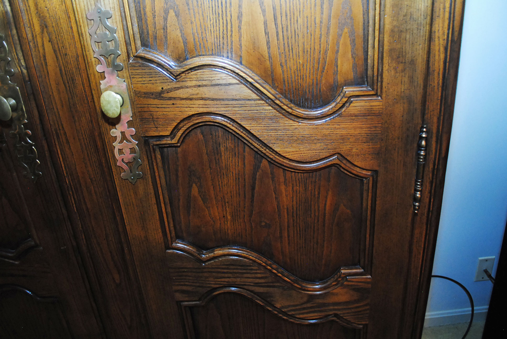 Vintage Louis XV Style Oak Armoire by Baker Furniture