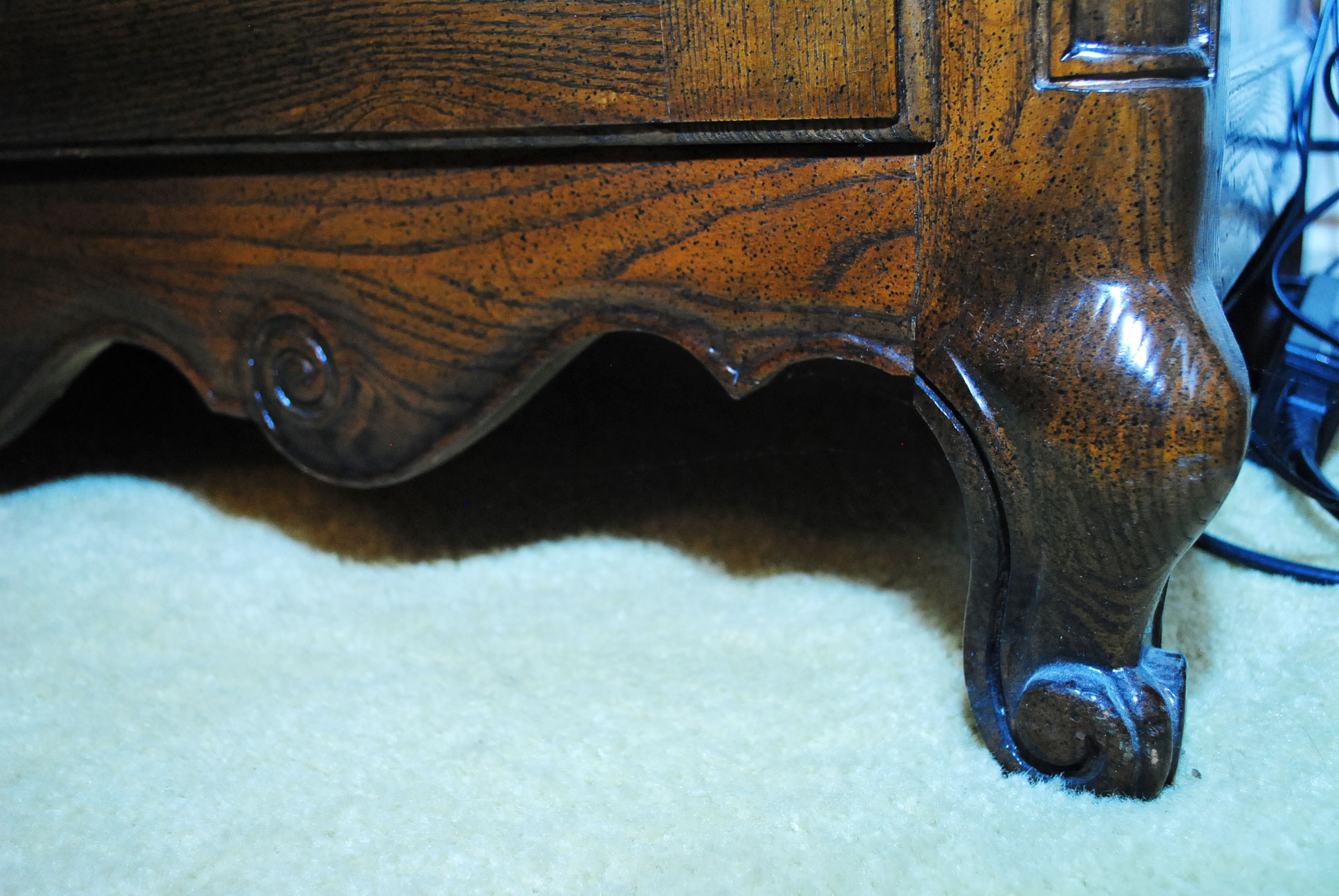 Vintage Louis XV Style Oak Armoire by Baker Furniture