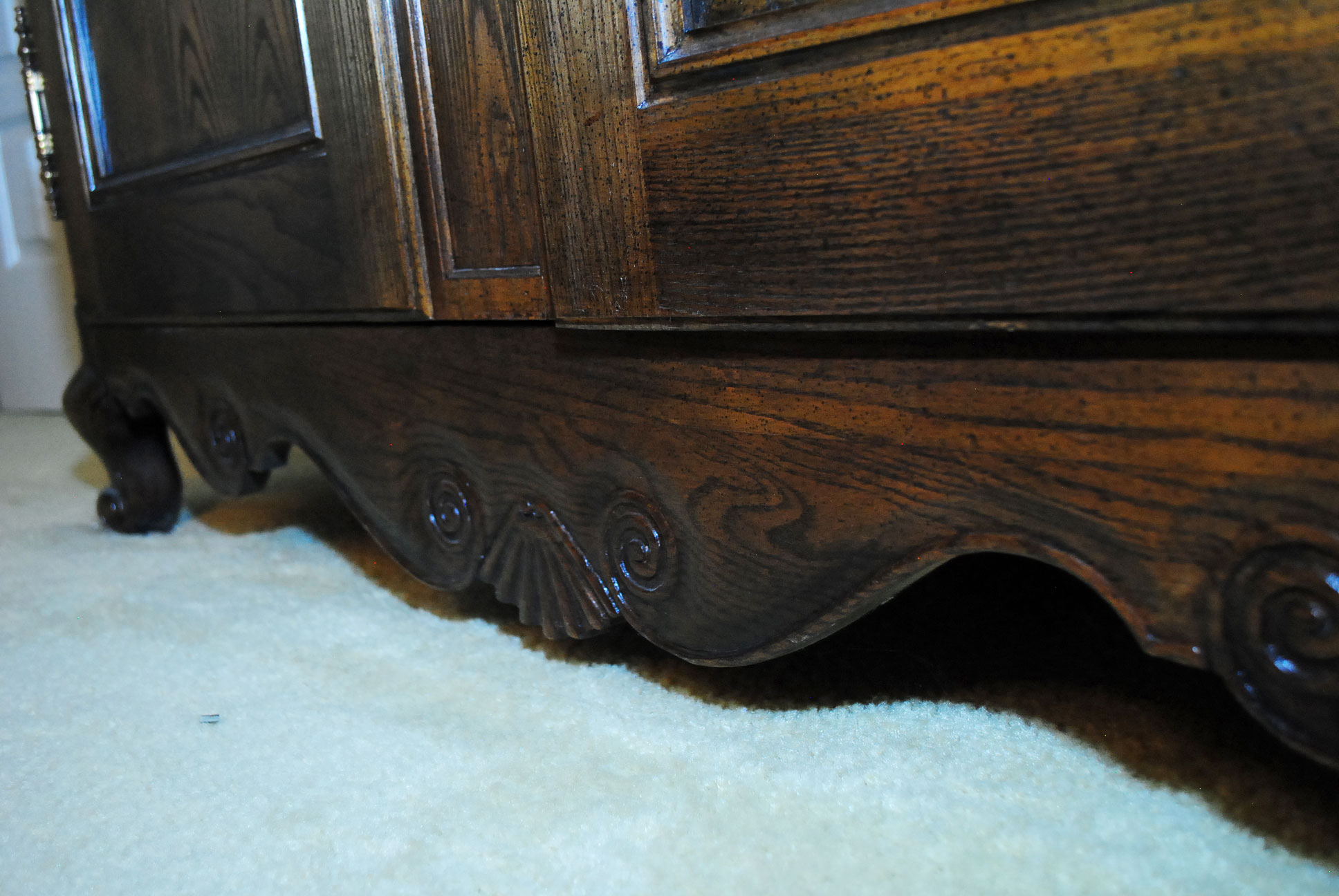 Vintage Louis XV Style Oak Armoire by Baker Furniture