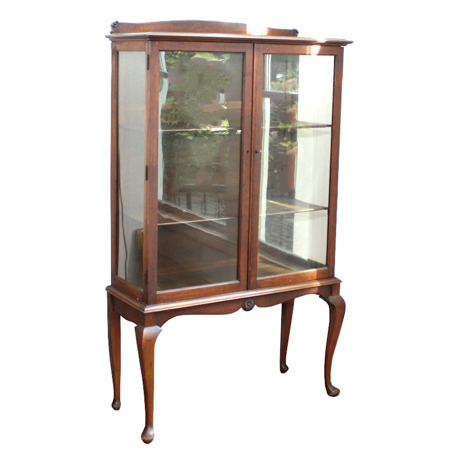 Antique Queen Anne Mahogany China Cabinet