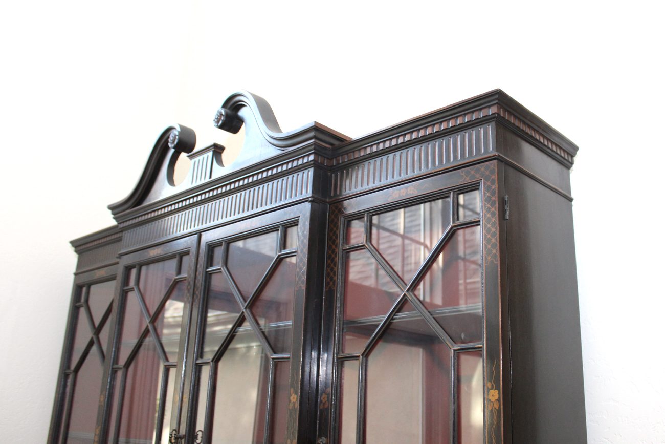 Vintage Hand-Painted Chinoiserie Breakfront Secretary by Union National