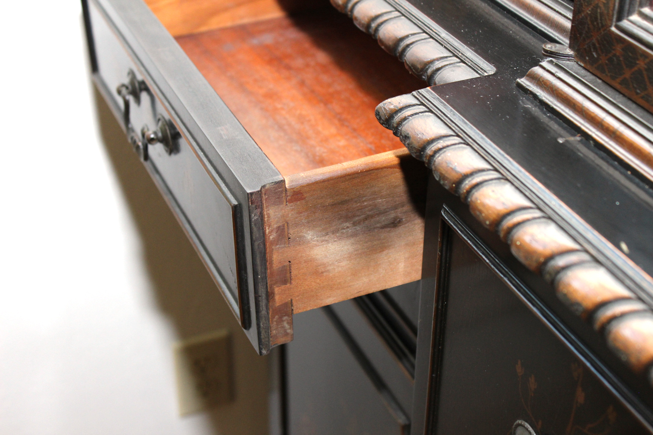 Vintage Hand-Painted Chinoiserie Breakfront Secretary by Union National