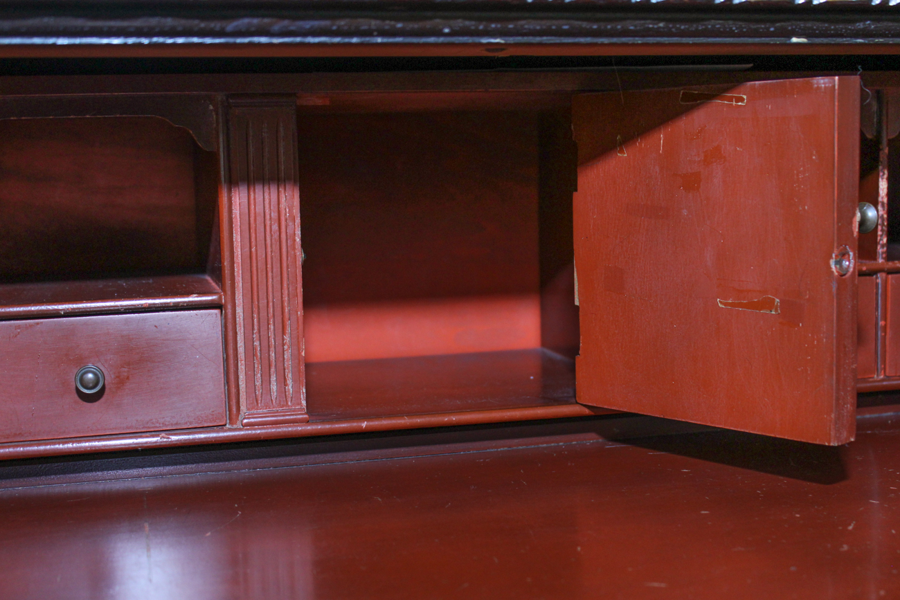 Vintage Hand-Painted Chinoiserie Breakfront Secretary by Union National