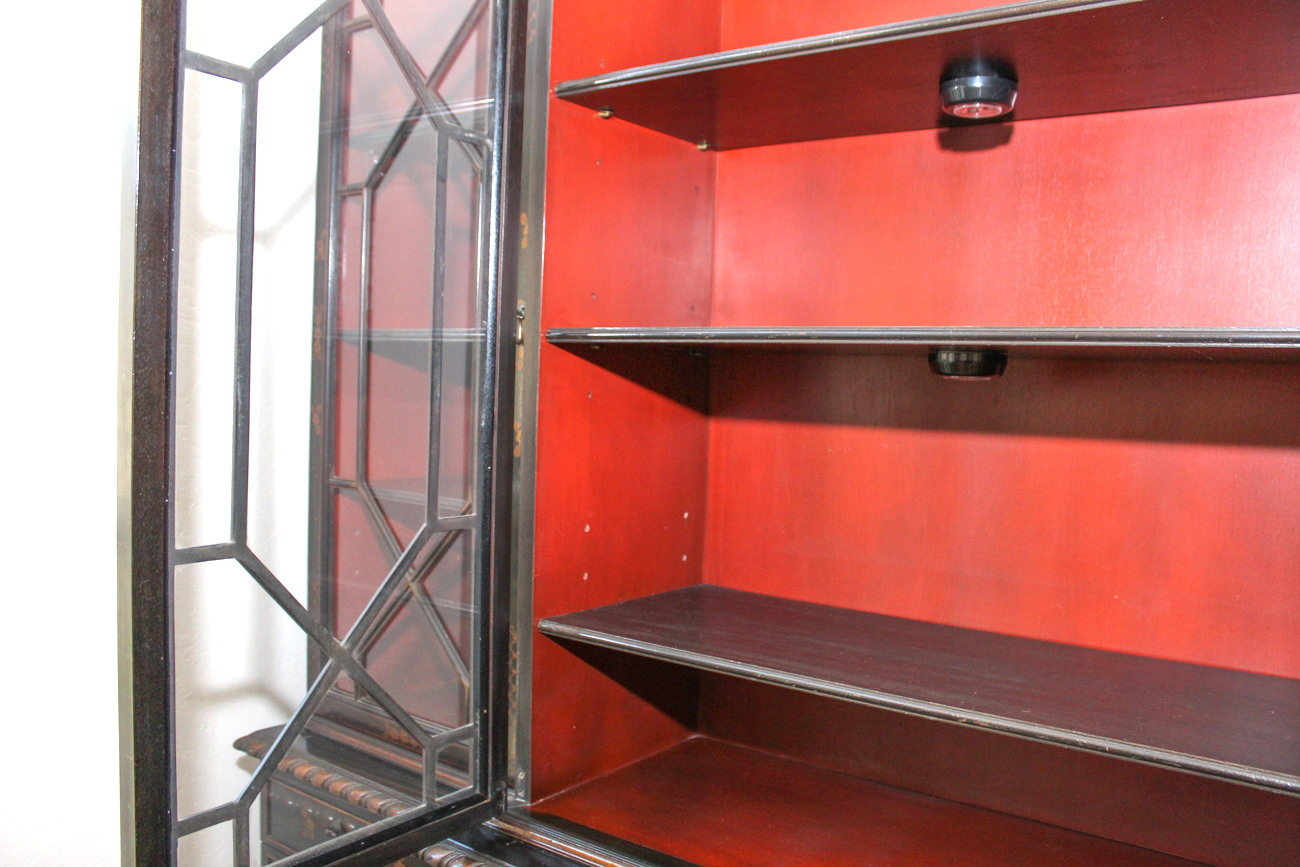 Vintage Hand-Painted Chinoiserie Breakfront Secretary by Union National