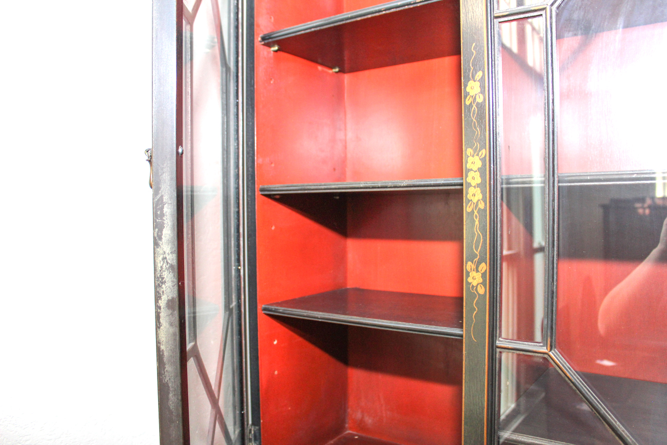 Vintage Hand-Painted Chinoiserie Breakfront Secretary by Union National