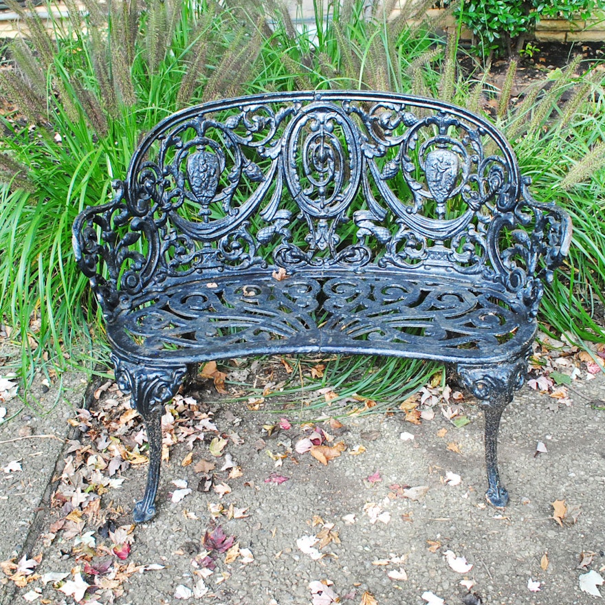 Vintage Cast Iron Garden Bench