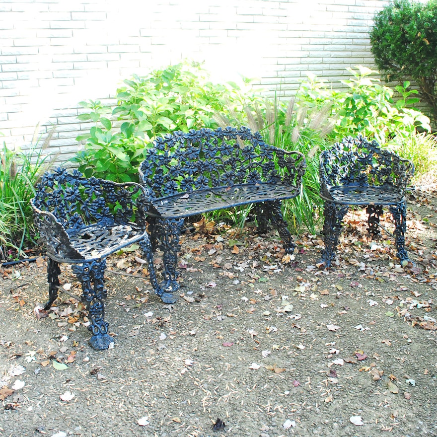 Cast Iron Garden Bench and Chairs