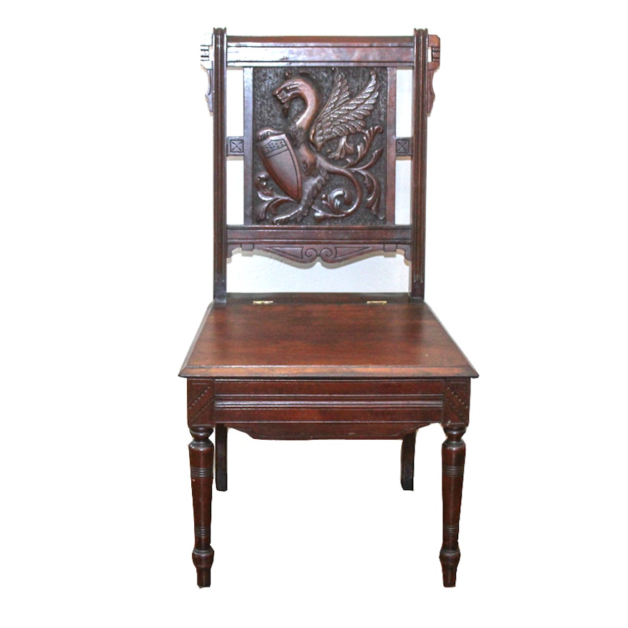 Antique Walnut Commode Chair
