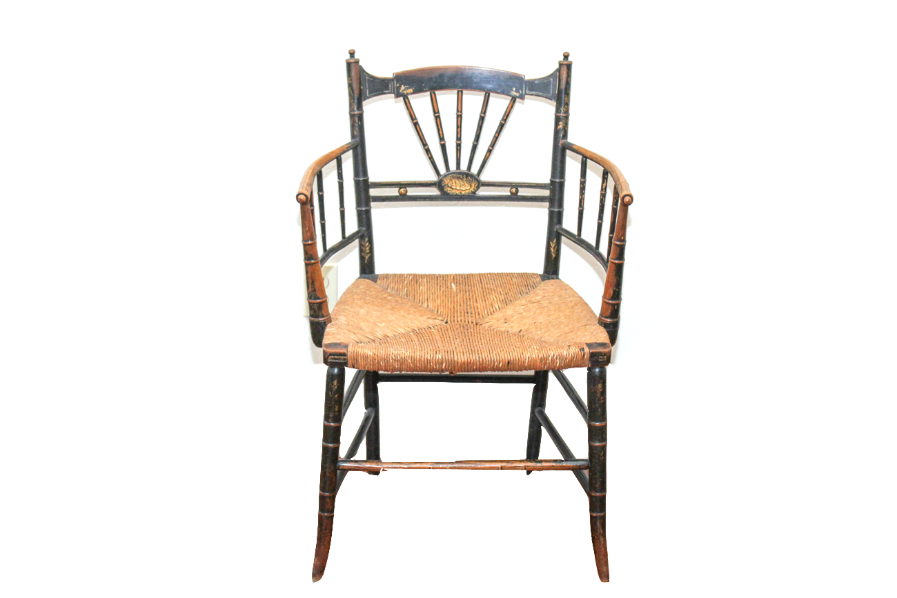 Antique Painted Chair With Rush Seat