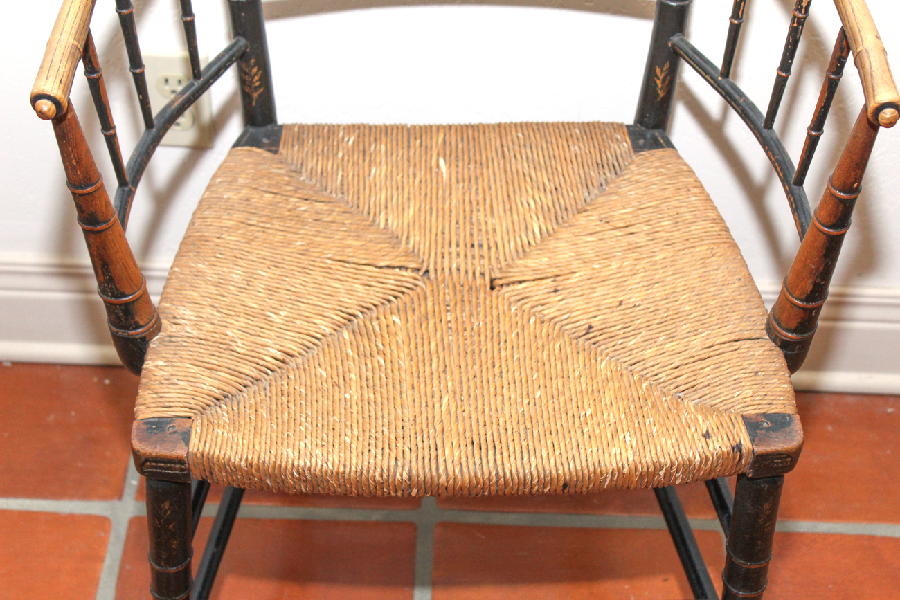 Antique Painted Chair With Rush Seat