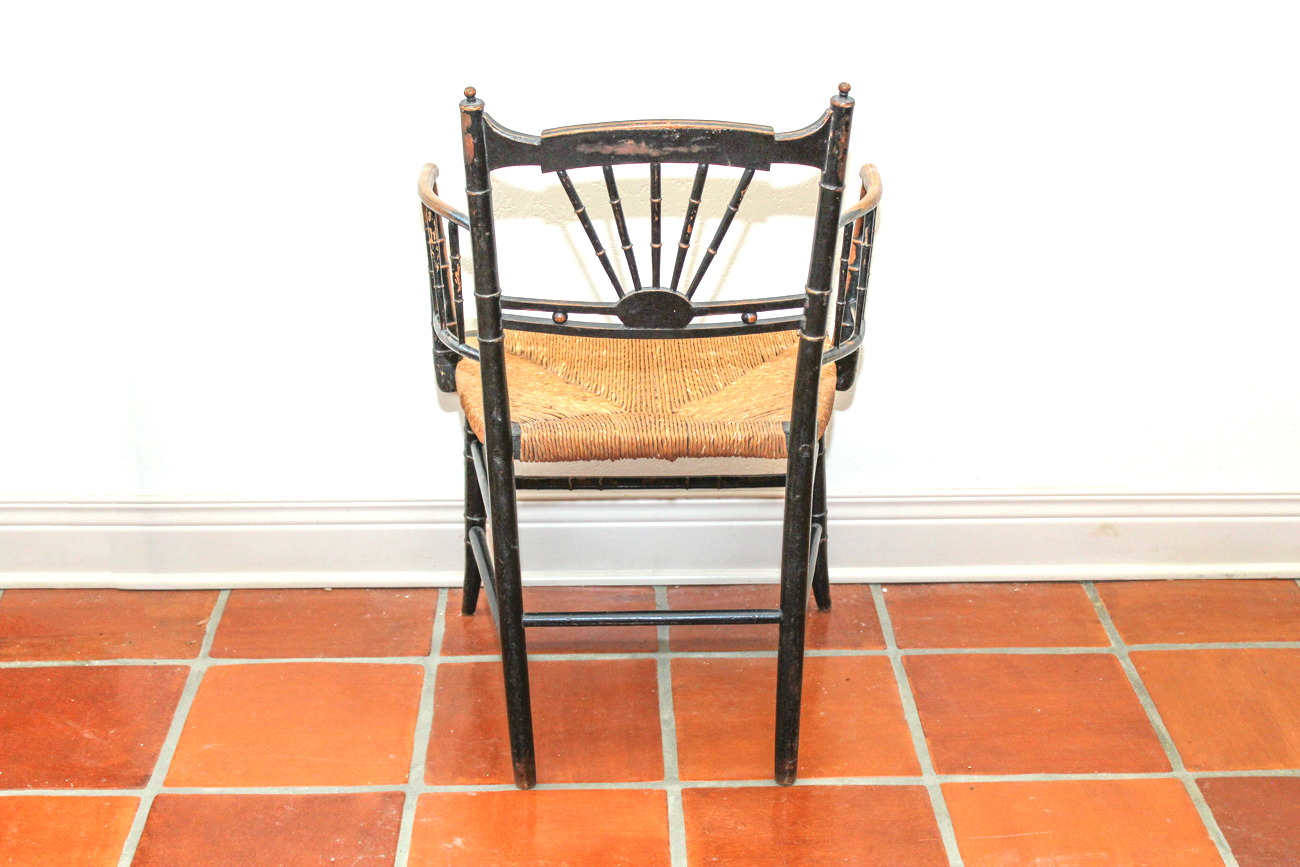 Antique Painted Chair With Rush Seat