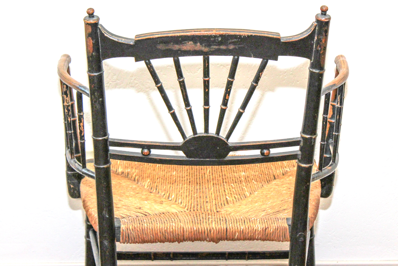 Antique Painted Chair With Rush Seat