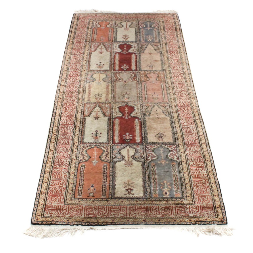 Hand-Knotted Turkish Silk Prayer Rug