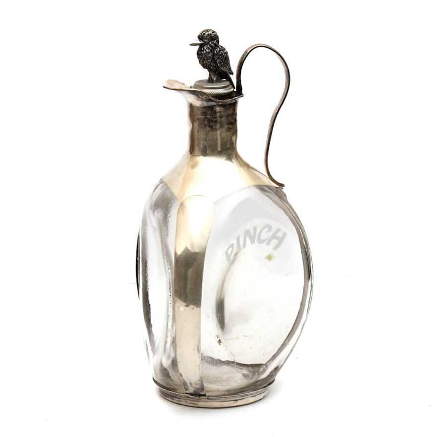 Vintage Sterling Silver and Glass "Pinch" Bottle