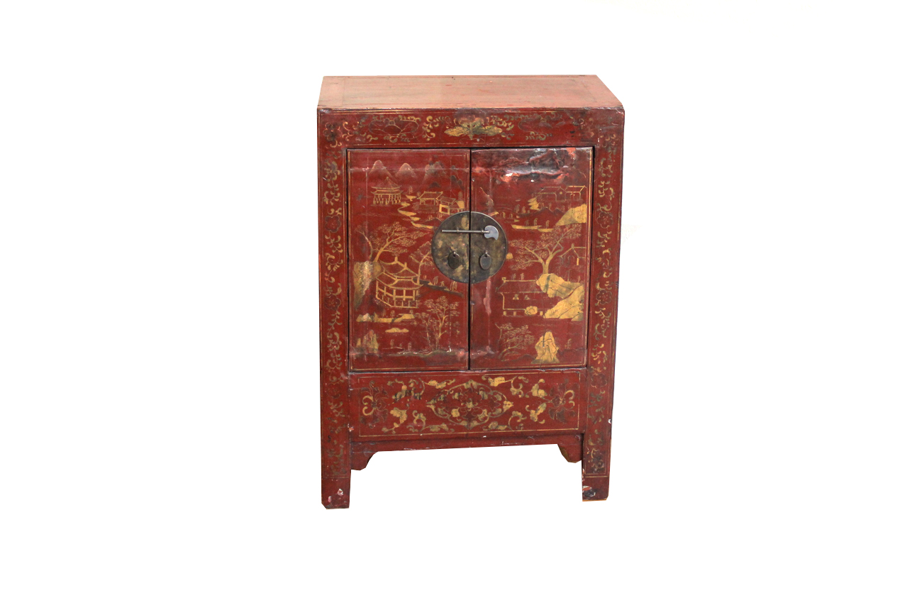 Chinoiserie Red Lacquered Cabinet