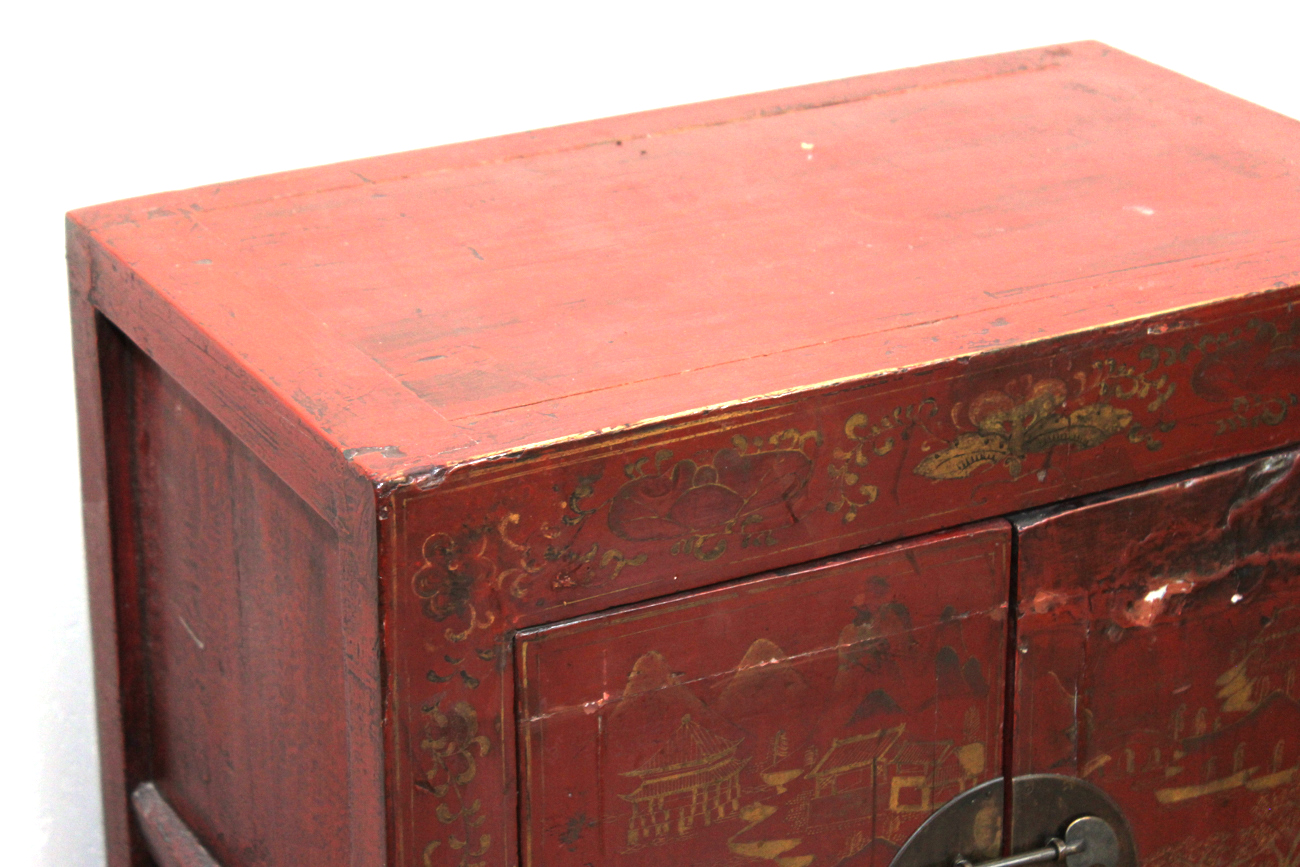 Chinoiserie Red Lacquered Cabinet