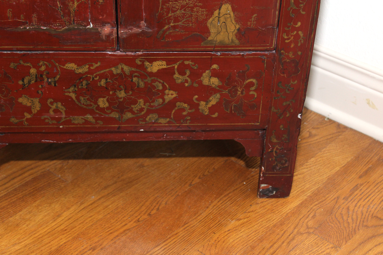 Chinoiserie Red Lacquered Cabinet
