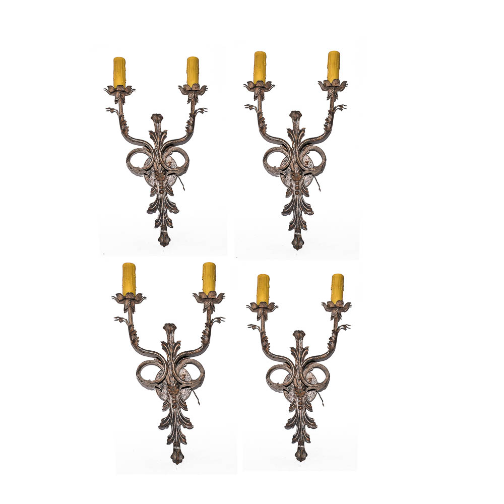 Ornate Distressed Metal Wall Sconces