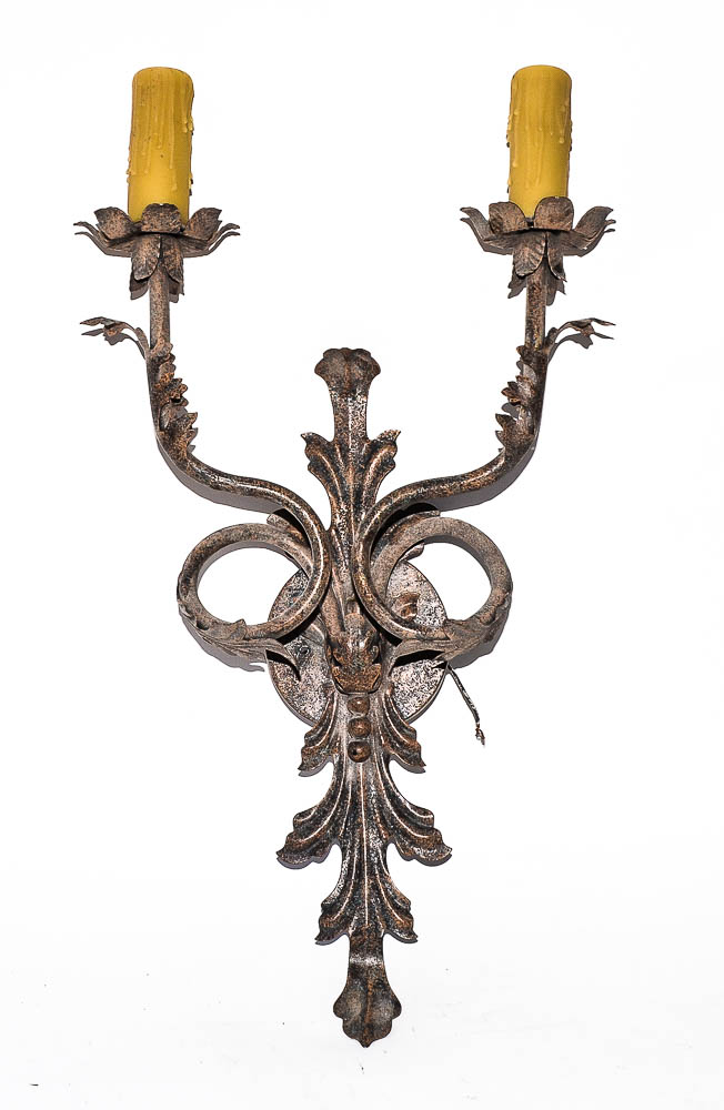 Ornate Distressed Metal Wall Sconces