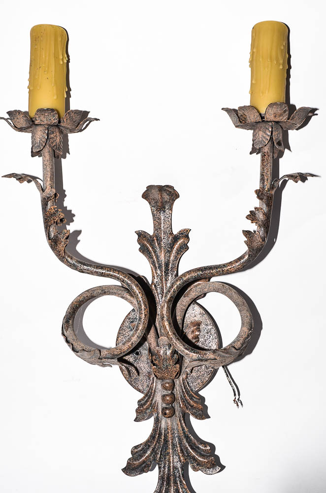 Ornate Distressed Metal Wall Sconces