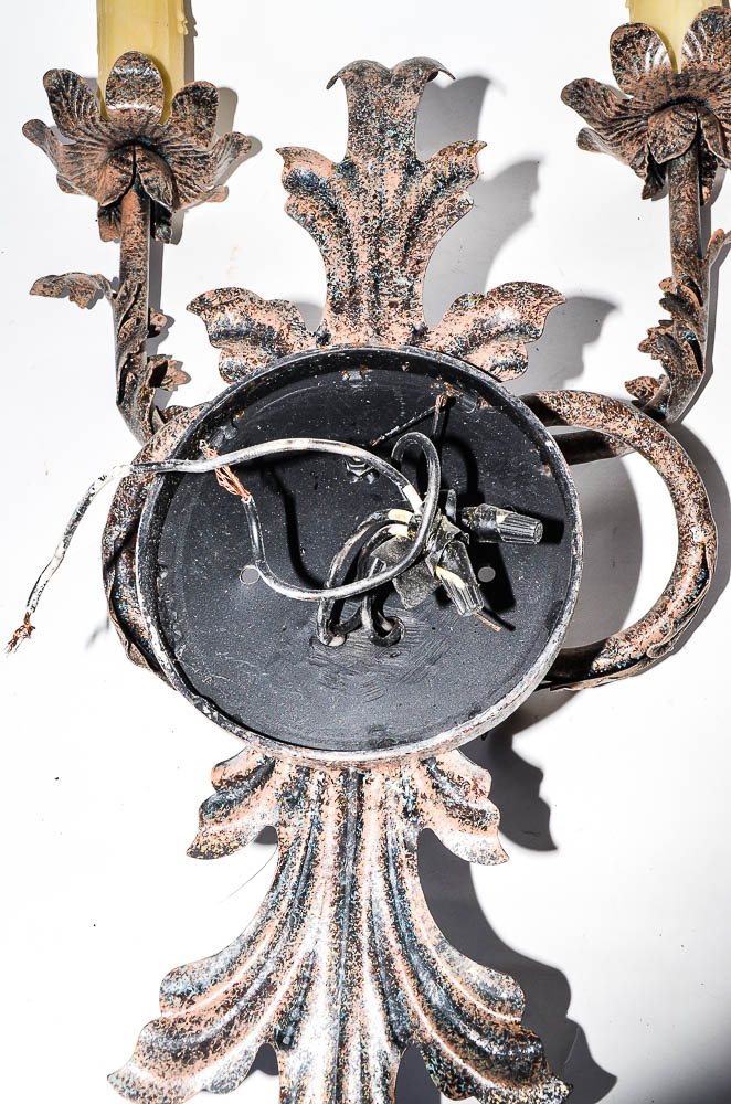 Ornate Distressed Metal Wall Sconces