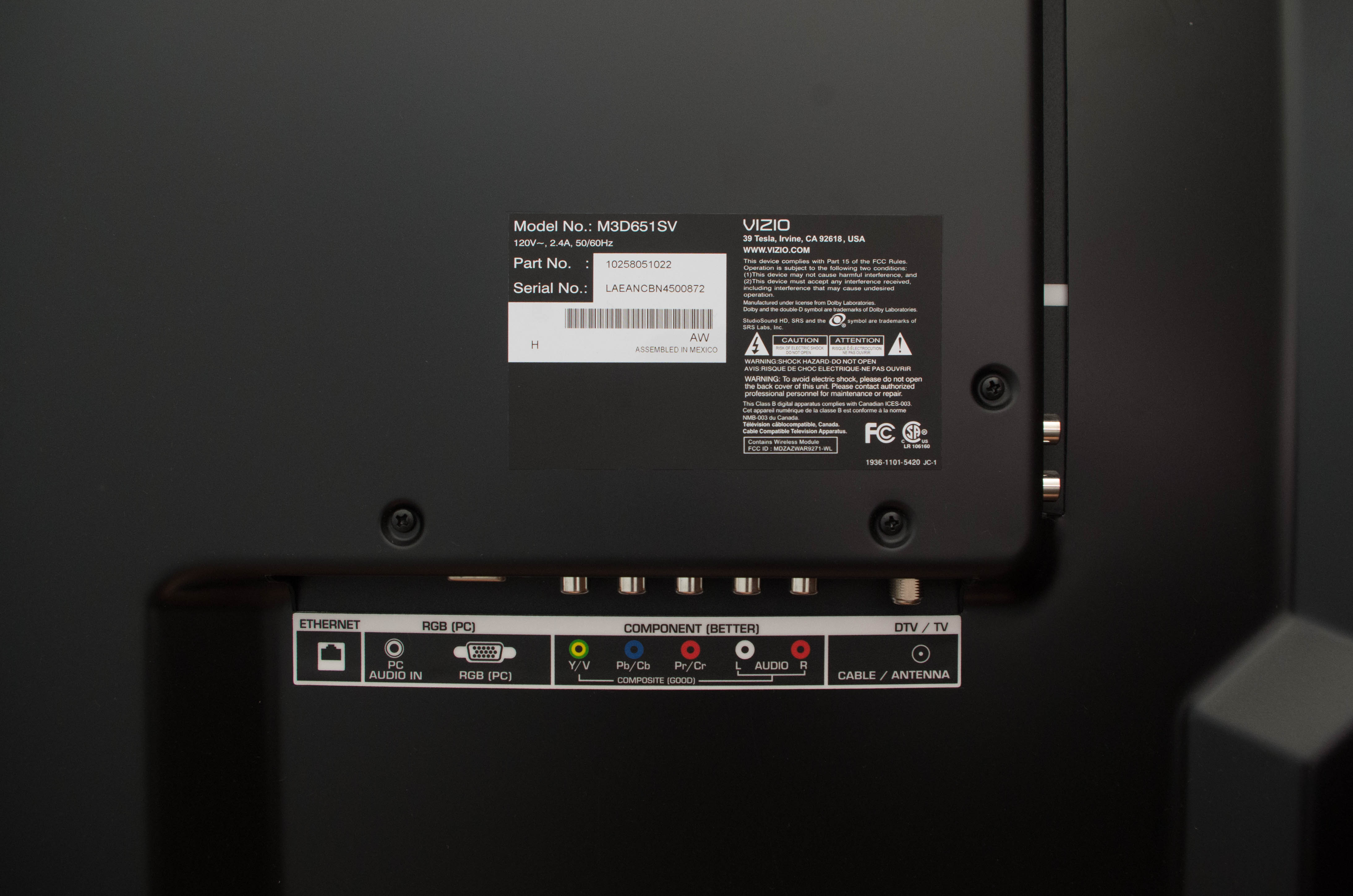 Vizio 65" Flat Screen Television