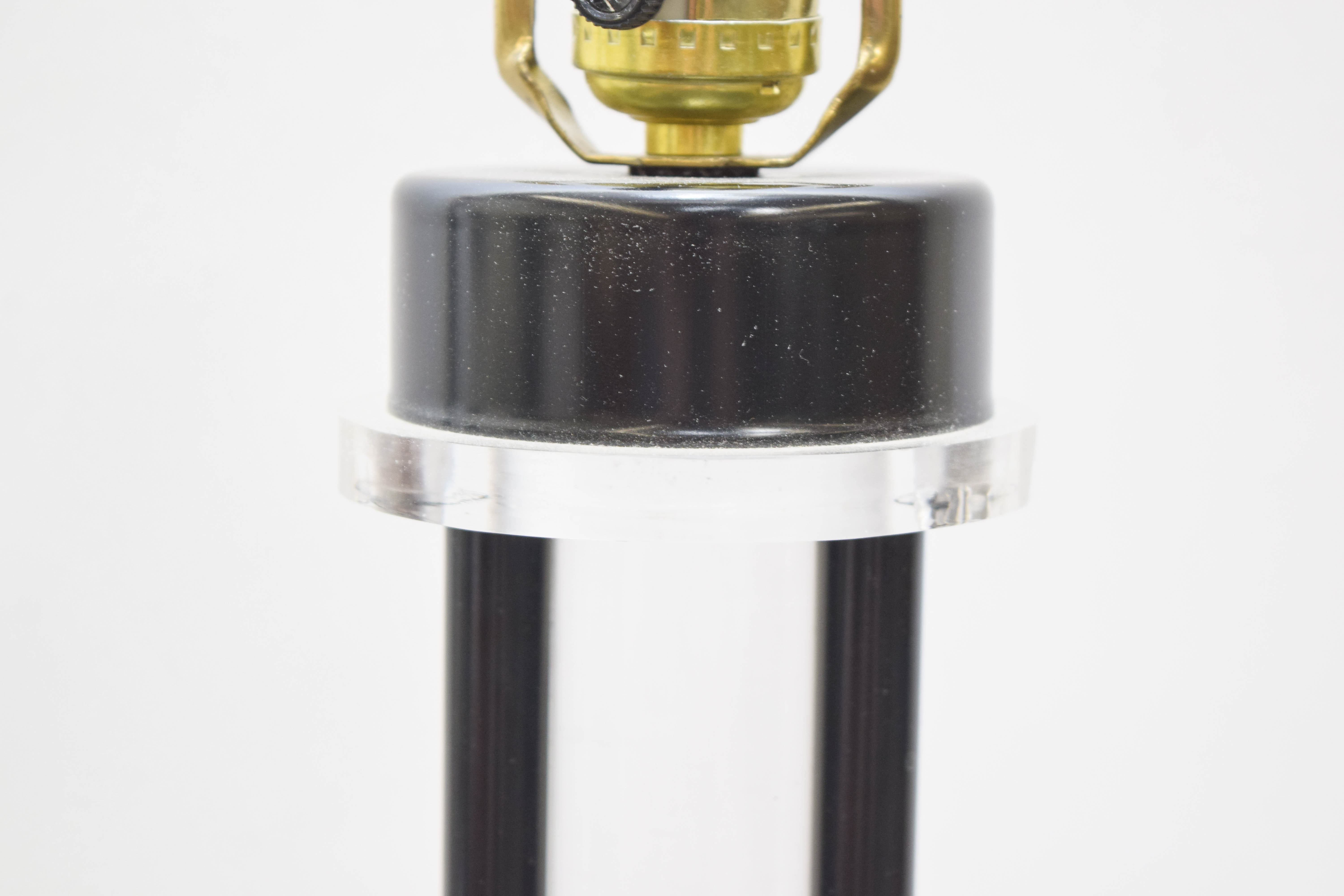 Pair of Modern Black Lucite Table Lamps by Davior Industries