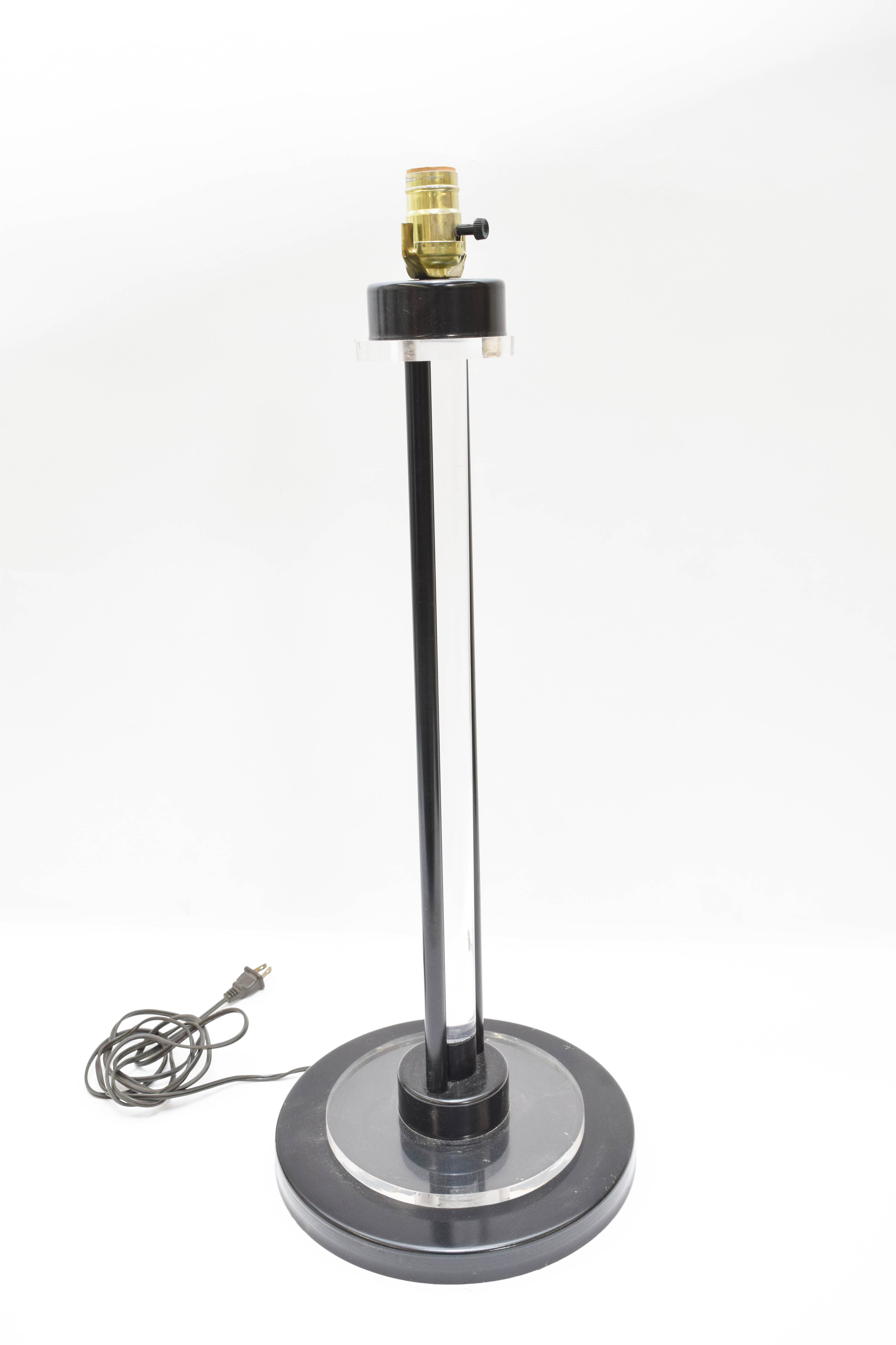 Pair of Modern Black Lucite Table Lamps by Davior Industries