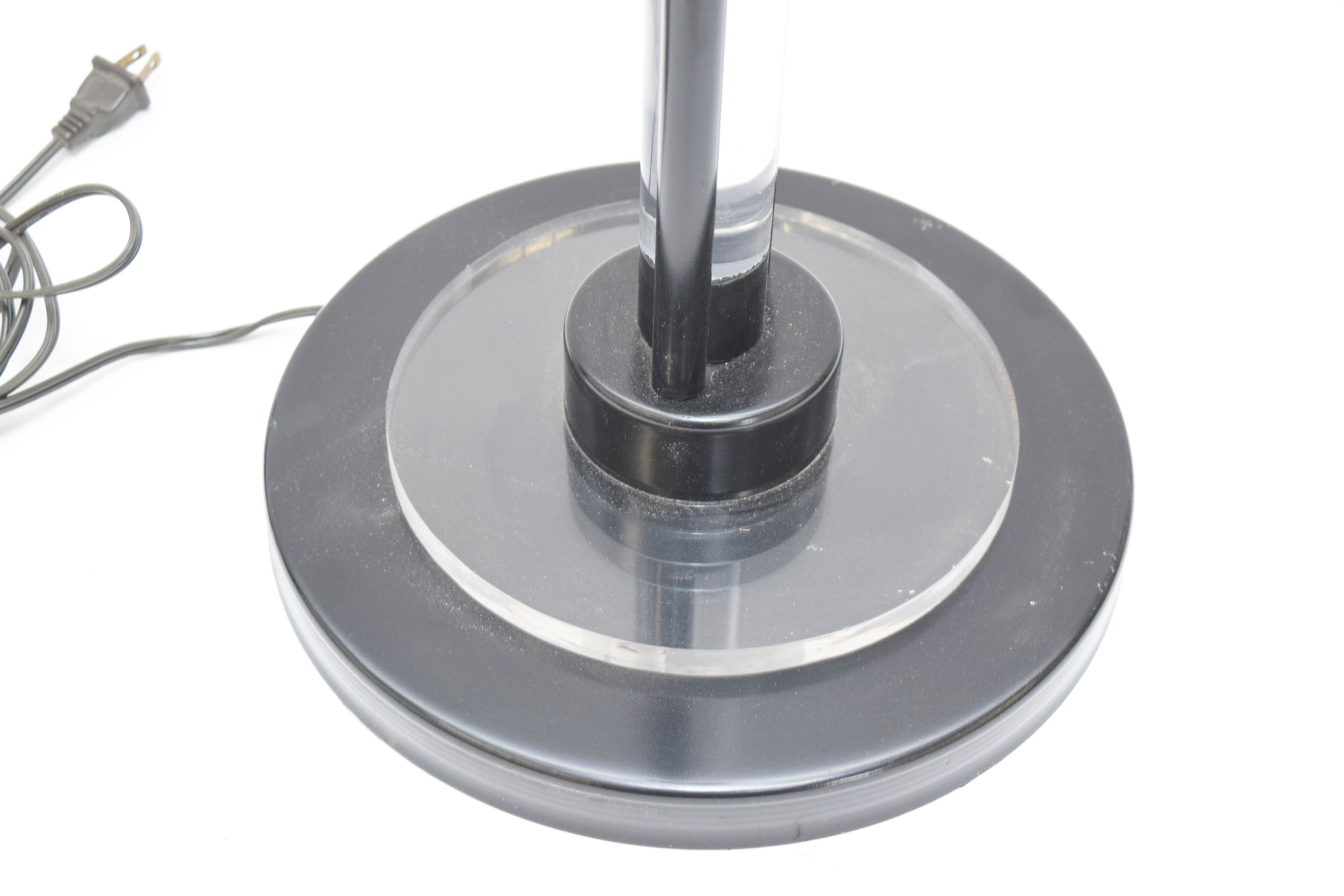 Pair of Modern Black Lucite Table Lamps by Davior Industries