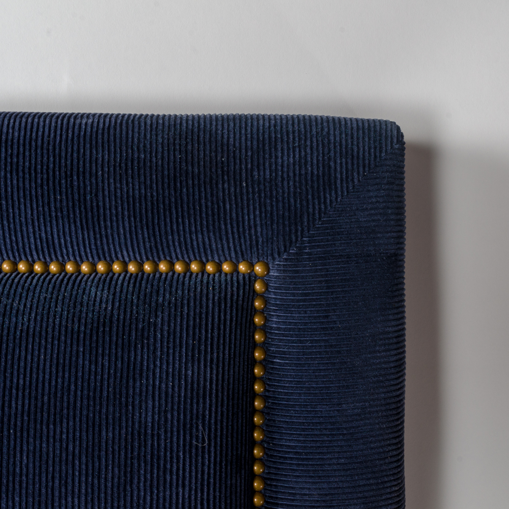 Twin Size Headboard with Navy Blue Corduroy Fabric