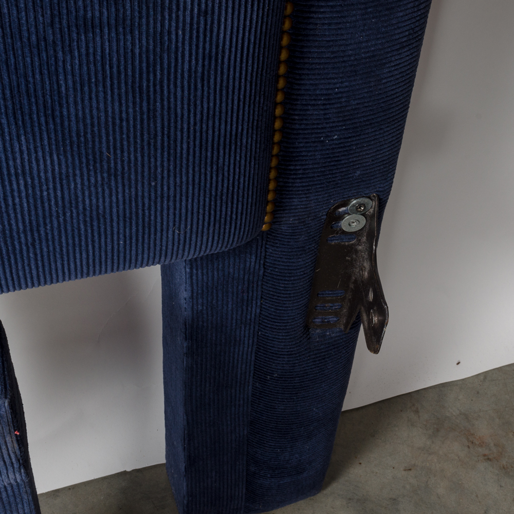 Twin Size Headboard with Navy Blue Corduroy Fabric