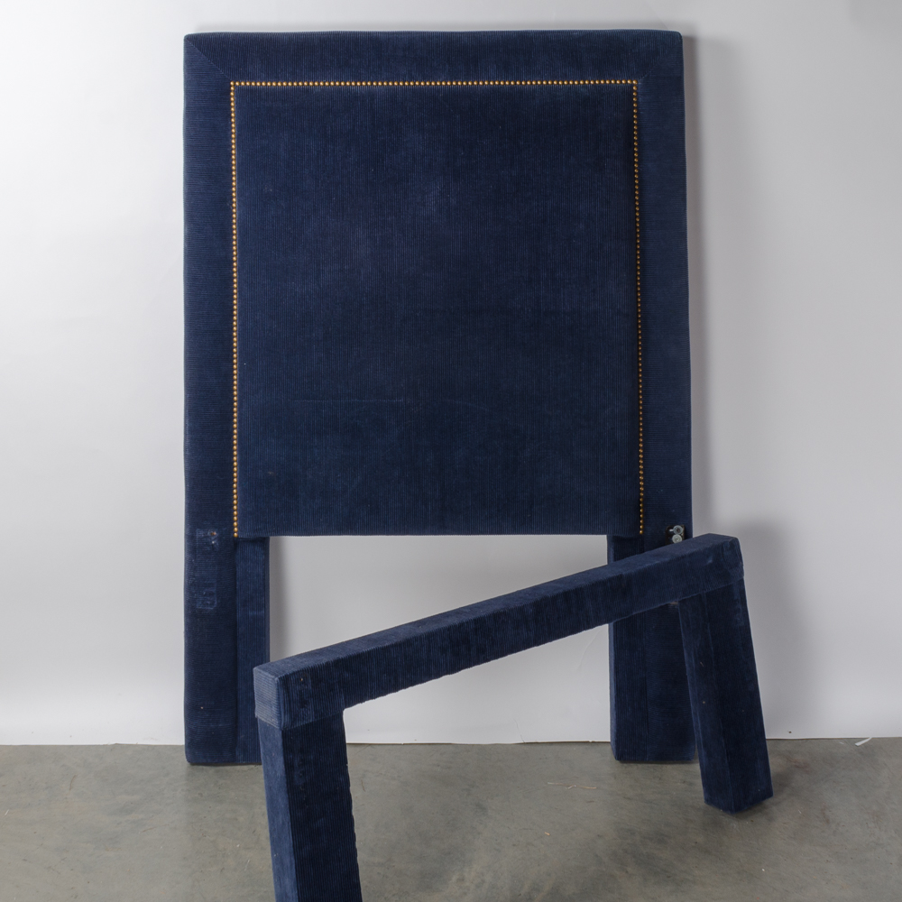 Twin Size Headboard with Navy Blue Corduroy Fabric