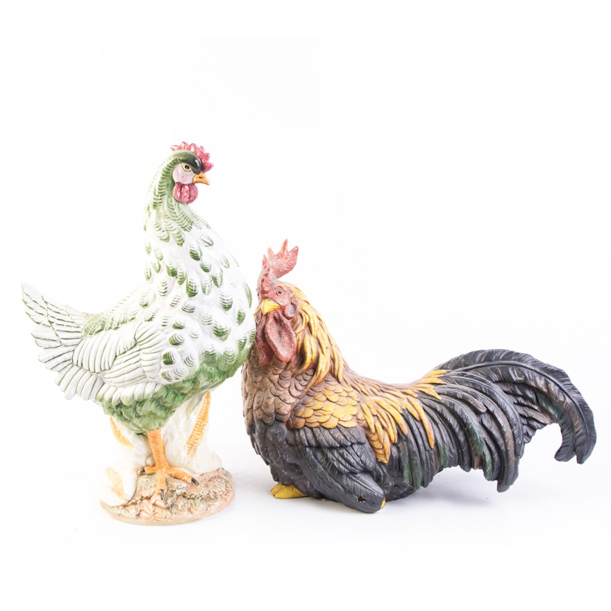 Chicken and Rooster Decor featuring Horchow Italian Ceramic