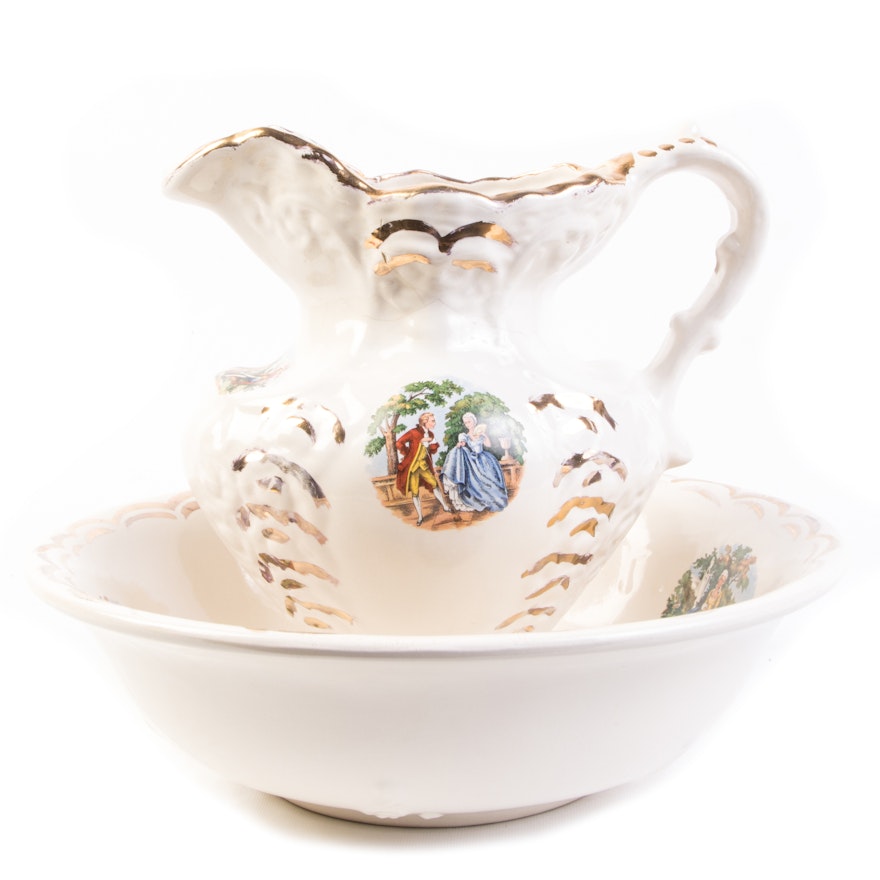 Victorian Style Water Pitcher and Basin